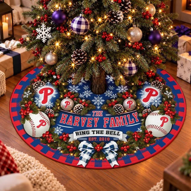 [FLASH SALE] FAMILY NAME & EST. MLB11 PPS THE PHILLIES CHRISTMAS TREE SKIRT