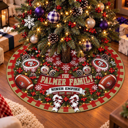 [SPECIAL OFFER] FAMILY NAME & EST. NFL11 SF49 THE 49ERS CHRISTMAS TREE SKIRT