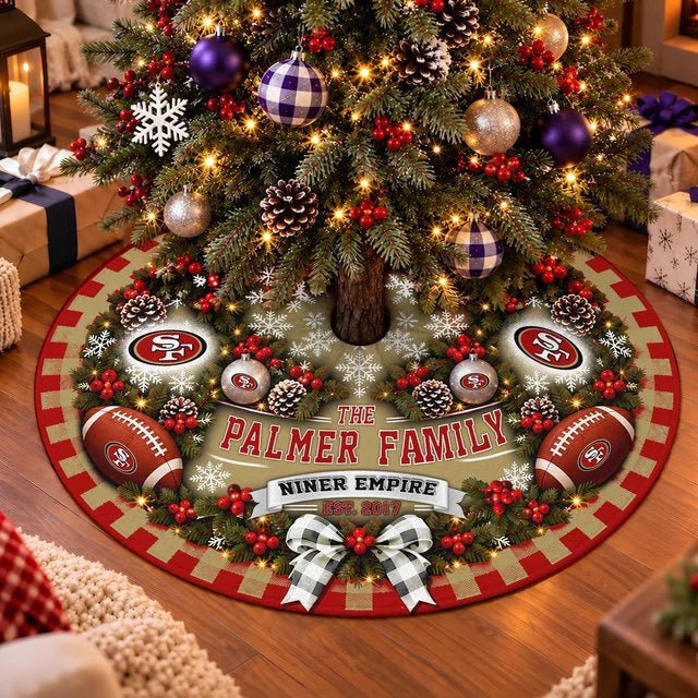 [SPECIAL OFFER] FAMILY NAME & EST. NFL11 SF49 THE 49ERS CHRISTMAS TREE SKIRT
