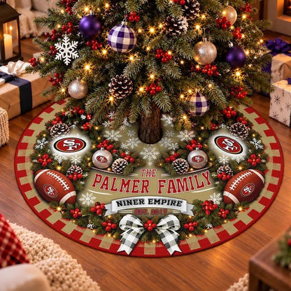 [SPECIAL OFFER] FAMILY NAME & EST. NFL11 SF49 THE 49ERS CHRISTMAS TREE SKIRT