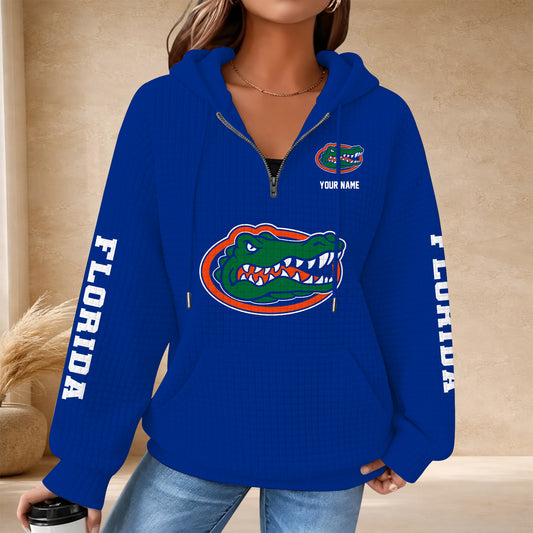 [BIG SALE] PERSONALIZED UNI12 FLG FLORIDA GATORS QUARTER ZIP HOODIE