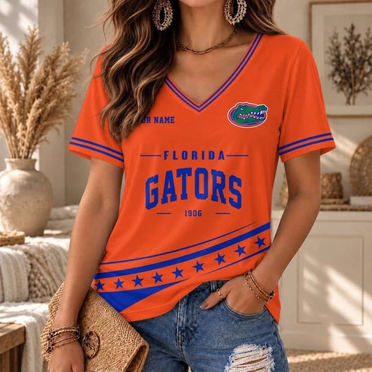[BIG SALE] PERSONALIZED UNI12 FLG FLORIDA GATORS V-NECK FEMALE SHIRT