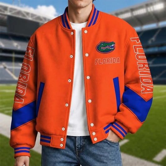 [BIG SALE] PERSONALIZED UNI12 FLG FLORIDA GATORS SATIN VARSITY & BASEBALL JACKET