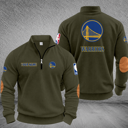 [HOT DEAL] NEW CUSTOMIZED NBA12 GSW GOLDEN STATE WARRIORS MULTICOLOR STRIPED QUATER ZIP SWEATSHIRT