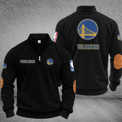 [HOT DEAL] NEW CUSTOMIZED NBA12 GSW GOLDEN STATE WARRIORS MULTICOLOR STRIPED QUATER ZIP SWEATSHIRT