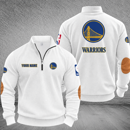 [HOT DEAL] NEW CUSTOMIZED NBA12 GSW GOLDEN STATE WARRIORS MULTICOLOR STRIPED QUATER ZIP SWEATSHIRT