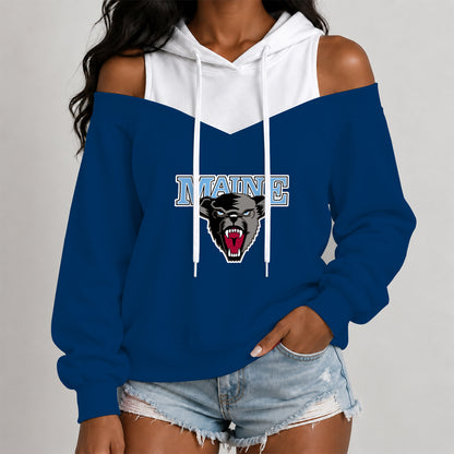[BIG DEAL] PERSONALIZED UNI12 MBB MAINE BLACK BEARS WOMEN'S OFF-SHOULDER HOODIE