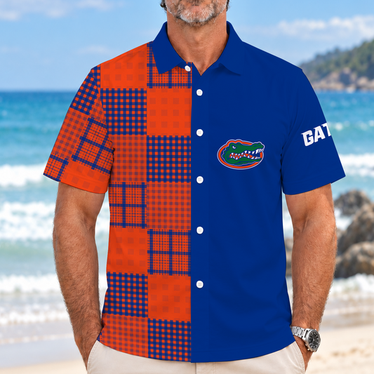 [BIG SALE] PERSONALIZED UNI12 FLG FLORIDA GATORS SHORT-SLEEVE HAWAIIAN SHIRT