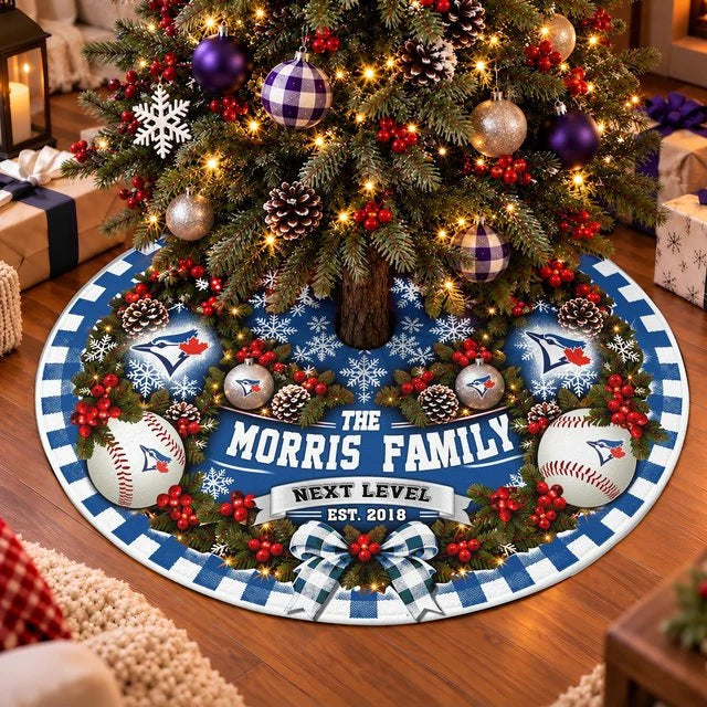 [FLASH SALE] FAMILY NAME & EST. MLB12 TBJ THE BLUE JAYS CHRISTMAS TREE SKIRT
