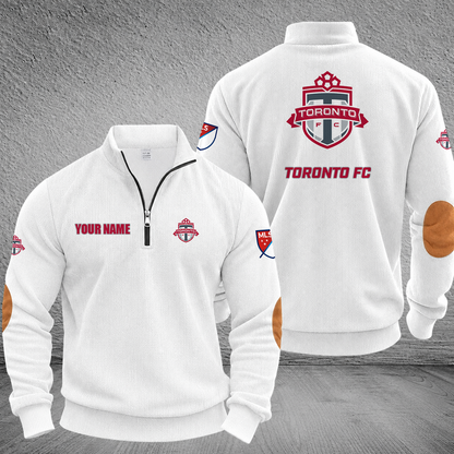 [FAN EXCLUSIVE] NEW CUSTOMIZED MLS12 TRT TORONTO FC MULTICOLOR STRIPED QUATER ZIP SWEATSHIRT
