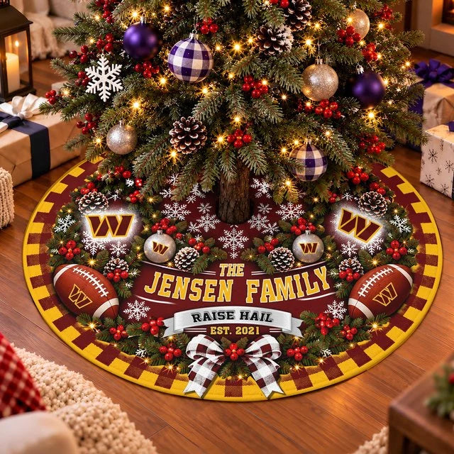 [SPECIAL OFFER] FAMILY NAME & EST. NFL12 WTC THE COMMANDERS CHRISTMAS TREE SKIRT