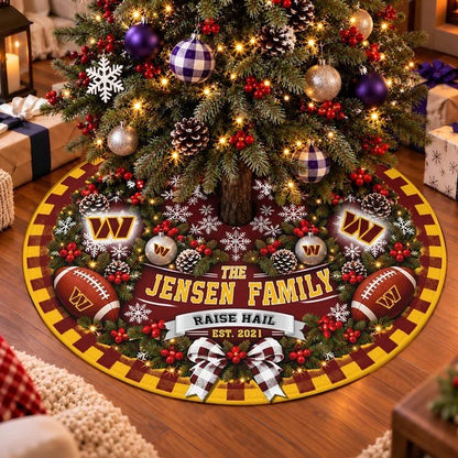 [SPECIAL OFFER] FAMILY NAME & EST. NFL12 WTC THE COMMANDERS CHRISTMAS TREE SKIRT