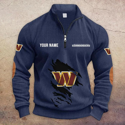 [SPECIAL OFFER] NEW CUSTOMIZED NFL12 WTC WASHINGTON COMMANDERS MULTICOLOR STRIPED QUATER ZIP SWEATSHIRT