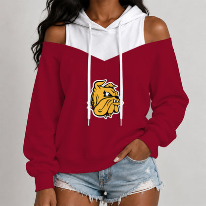 [BIG DEAL] PERSONALIZED UNI13 MDB MINNESOTA DULUTH BULLDOGS WOMEN'S OFF-SHOULDER HOODIE