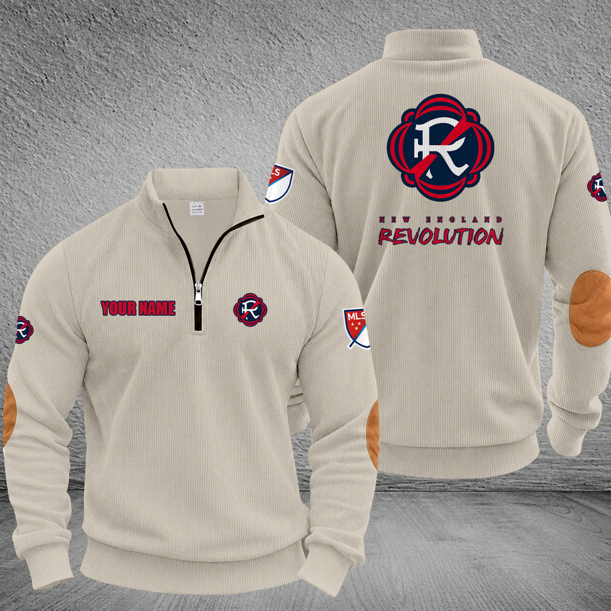 [FAN EXCLUSIVE] NEW CUSTOMIZED MLS13 NER NEW ENGLAND REVOLUTION MULTICOLOR STRIPED QUATER ZIP SWEATSHIRT