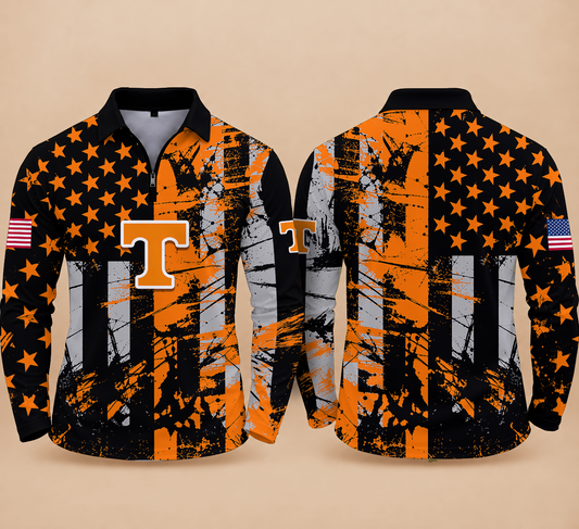 [BIG SALE] PERSONALIZED UNI13 TNV TENNESSEE VOLUNTEERS ZIPPER LONG SLEEVE POLO