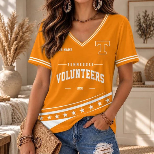 [BIG SALE] PERSONALIZED UNI13 TNV TENNESSEE VOLUNTEERS V-NECK FEMALE SHIRT