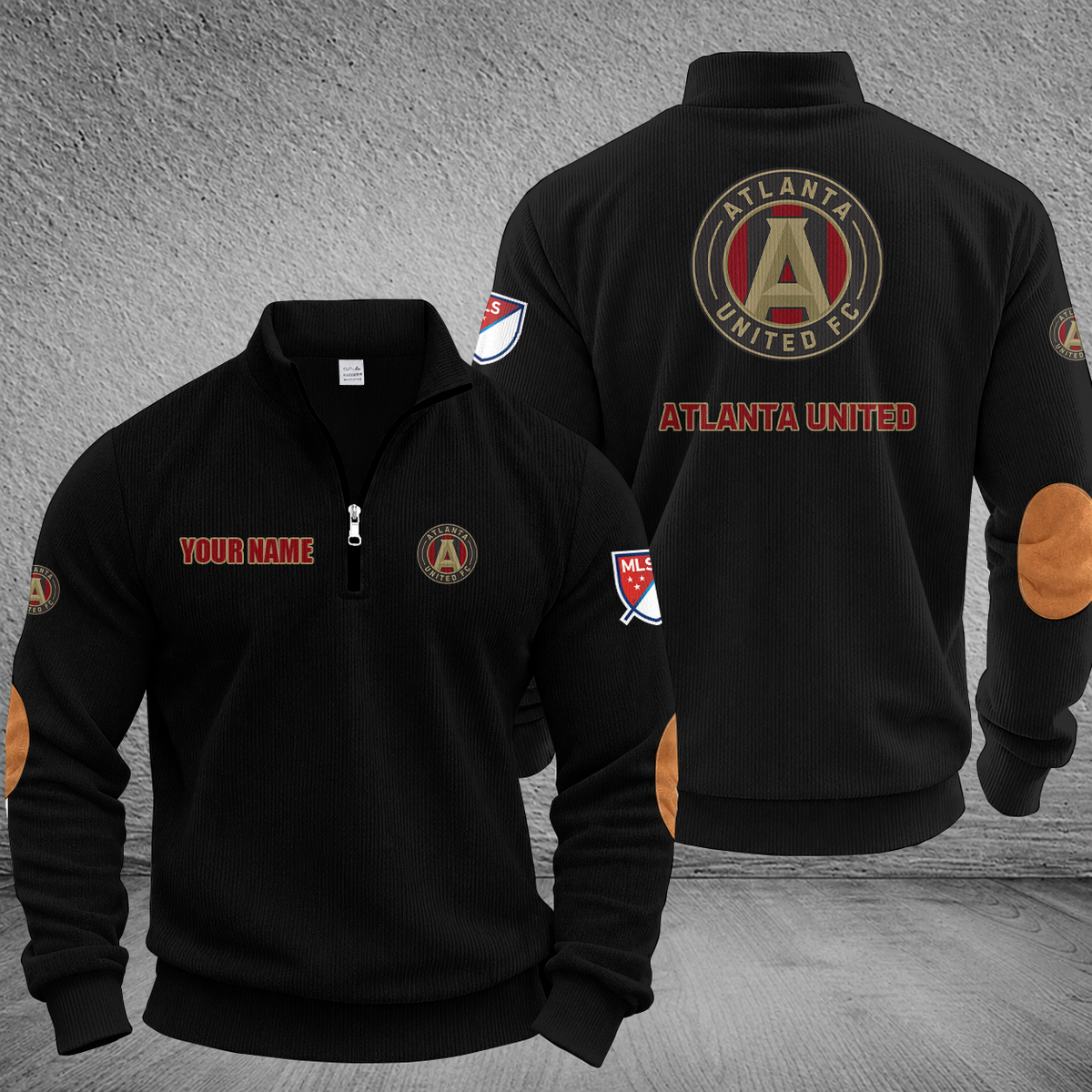 [FAN EXCLUSIVE] NEW CUSTOMIZED MLS14 ALU ATLANTA UNITED FC MULTICOLOR STRIPED QUATER ZIP SWEATSHIRT