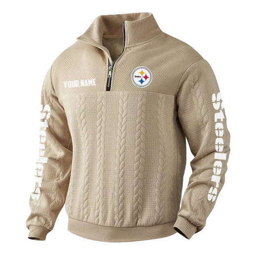 [SPECIAL OFFER] NEW CUSTOMIZED NFL14 PSB PITTSBURGH STEELERS MULTICOLOR QUARTER-ZIP SWEATSHIRT
