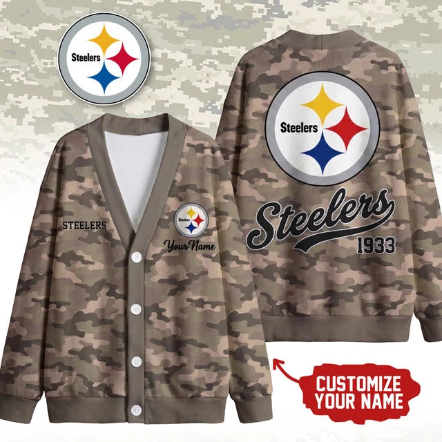 [SPECIAL OFFER] NEW CUSTOMIZED NFL14 PSB PITTSBURGH STEELERS CARDIGAN