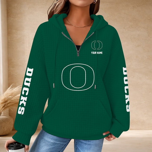 [BIG SALE] PERSONALIZED UNI14 OGD OREGON DUCKS QUARTER ZIP HOODIE