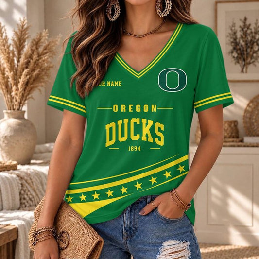[BIG SALE] PERSONALIZED UNI14 OGD OREGON DUCKS V-NECK FEMALE SHIRT