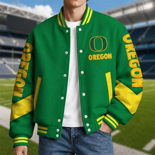 [BIG SALE] PERSONALIZED UNI14 OGD OREGON DUCKS SATIN VARSITY & BASEBALL JACKET