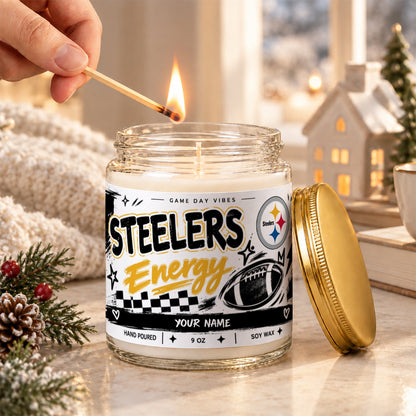 [SPECIAL OFFER] NEW CUSTOMIZED NFL14 PSB THE STEELERS FROSTED GLASS CANDLE