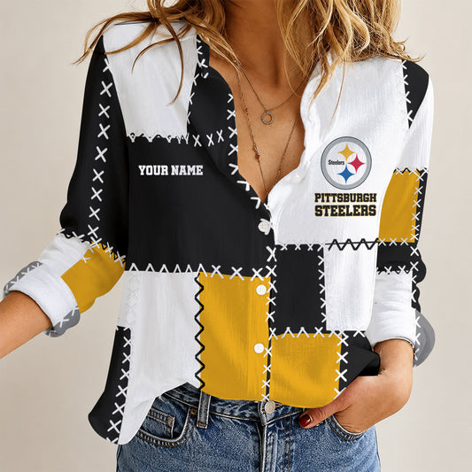 [SPECIAL OFFER] NEW CUSTOMIZED NFL14 PSB THE STEELERS WOMEN'S CASUAL SHIRT
