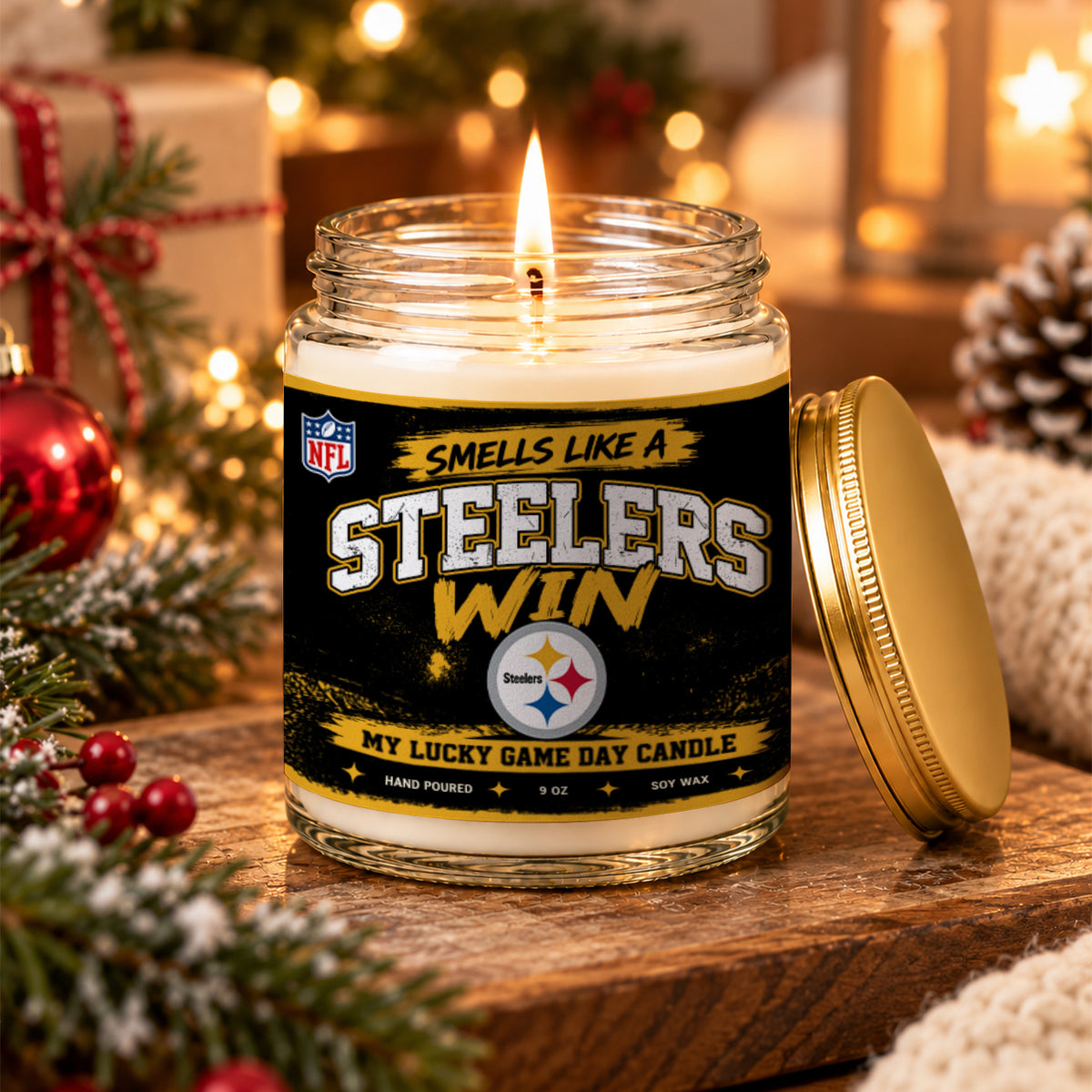 [SPECIAL OFFER] NEW CUSTOMIZED NFL14 PSB THE STEELERS FROSTED GLASS CANDLE