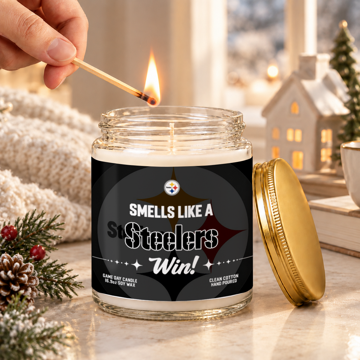 [SPECIAL OFFER] NEW CUSTOMIZED NFL14 PSB THE STEELERS FROSTED GLASS CANDLE