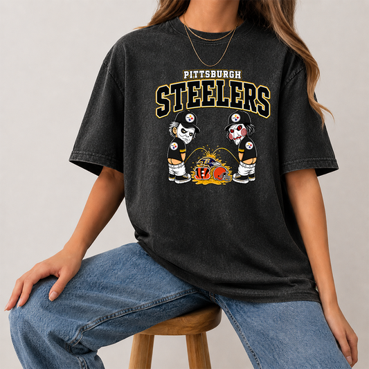 [SPECIAL OFFER] NEW CUSTOMIZED NFL14 PSB PITTSBURGH STEELERS FUNNY MULTICOLOR WASHED TEE