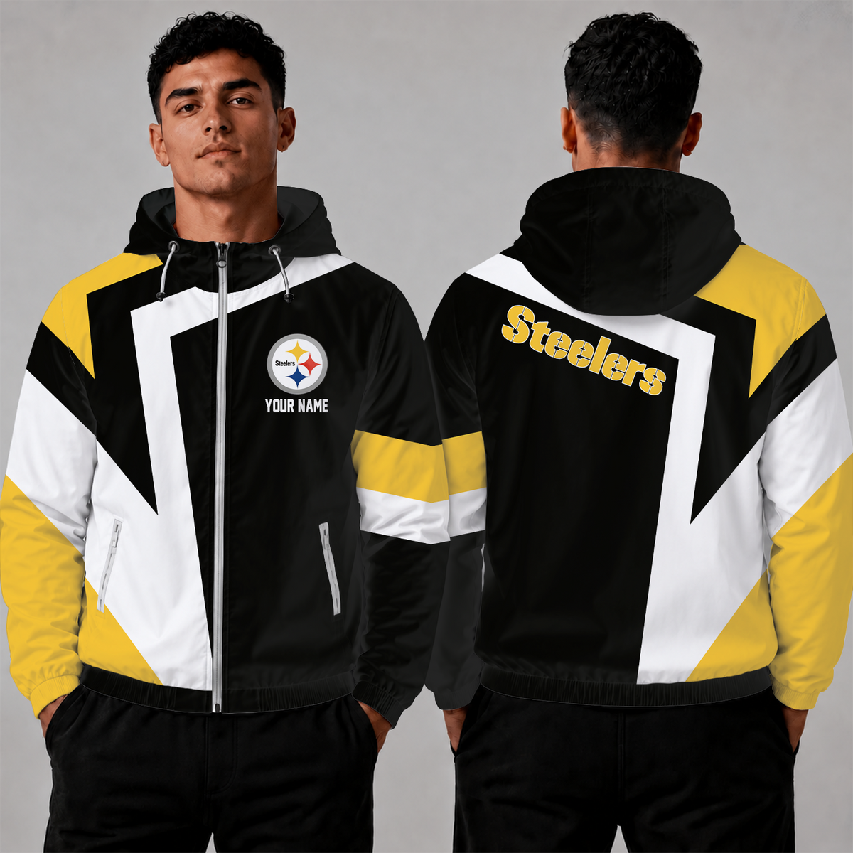 [SPECIAL OFFER] NEW CUSTOMIZED NFL14 PSB PITTSBURGH STEELERS WINDBREAKER JACKET