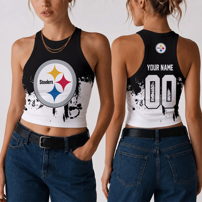 [SPECIAL OFFER] NEW CUSTOMIZED NFL14 PSB THE STEELERS WOMEN'S CROP TOP