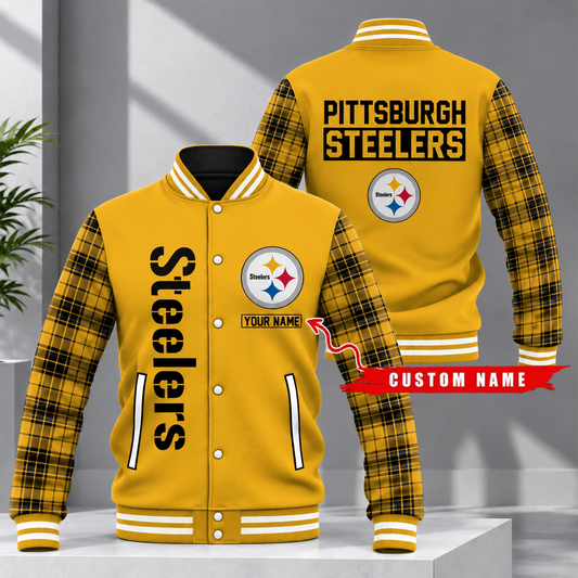 [SPECIAL OFFER] NEW CUSTOMIZED NFL14 PSB PITTSBURGH STEELERS SATIN VARSITY & BASEBALL JACKET