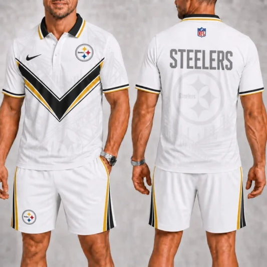 [SPECIAL OFFER] NEW CUSTOMIZED NFL14 PSB PITTSBURGH STEELERS POLO SHIRT & SHORT PANTS