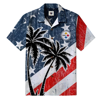 [SPECIAL OFFER] NEW CUSTOMIZED NFL14 PSB PITTSBURGH STEELERS PATRIOTIC 250 USA HAWAIIAN SHIRT