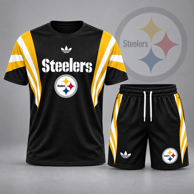 [SPECIAL OFFER] NEW CUSTOMIZED NFL14 PSB PITTSBURGH STEELERS UNISEX T-SHIRT & SHORTS SET