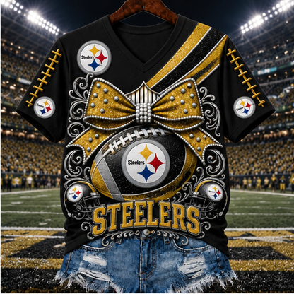 [SPECIAL OFFER] NEW CUSTOMIZED NFL14 PSB THE STEELERS BUC-EE'S V-NECK FEMALE SHIRT