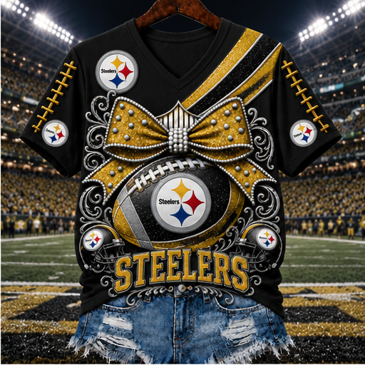 [SPECIAL OFFER] NEW CUSTOMIZED NFL14 PSB THE STEELERS BUC-EE'S V-NECK FEMALE SHIRT