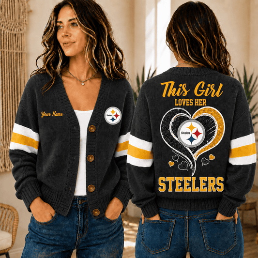 [SPECIAL OFFER] NEW CUSTOMIZED NFL14 PSB PITTSBURGH STEELERS CARDIGAN
