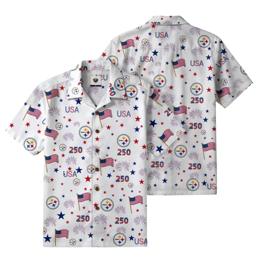 [SPECIAL OFFER] NEW CUSTOMIZED NFL14 PSB PITTSBURGH STEELERS PATRIOTIC 250 USA HAWAIIAN SHIRT