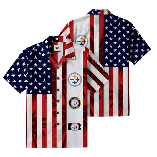 [SPECIAL OFFER] NEW CUSTOMIZED NFL14 PSB PITTSBURGH STEELERS PATRIOTIC 250 USA HAWAIIAN SHIRT