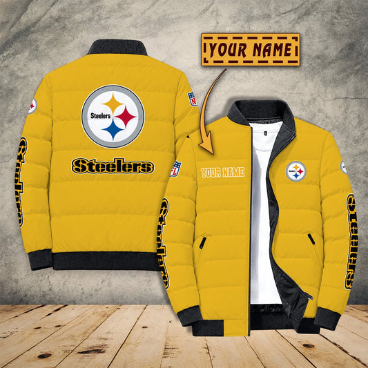 [SPECIAL OFFER] NEW CUSTOMIZED NFL14 PSB PITTSBURGH STEELERS MULTICOLOR PUFFER JACKET