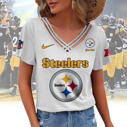 [SPECIAL OFFER] NEW CUSTOMIZED NFL14 PSB PITTSBURGH STEELERS V-NECK SHIRT