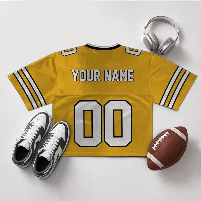 [SPECIAL OFFER] NEW CUSTOMIZED NFL14 PSB PITTSBURGH STEELERS V-NECK JERSEY CROP TOP