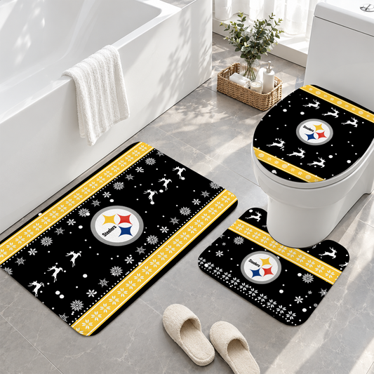[SPECIAL OFFER] NEW CUSTOMIZED NFL14 PSB PITTSBURGH STEELERS 3-PIECE BATHROOM RUG SET