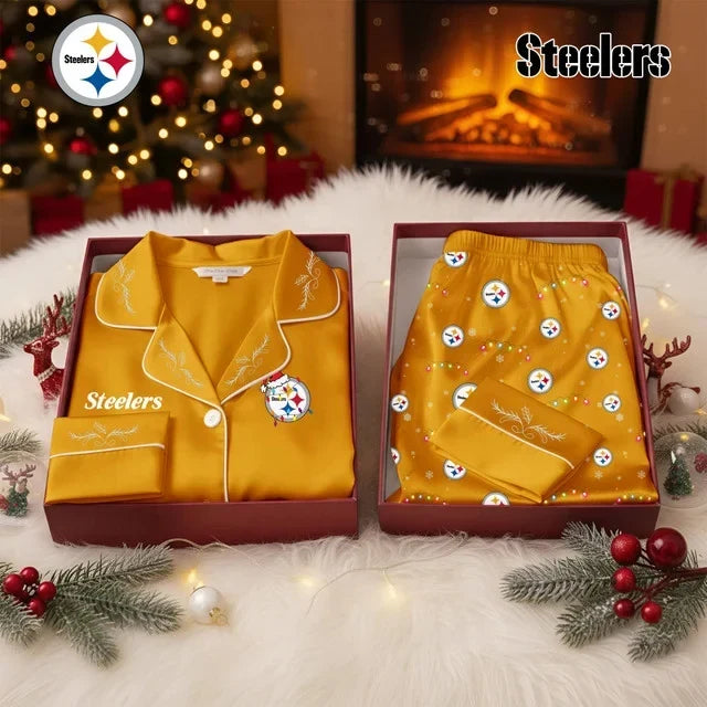 [SPECIAL OFFER] NEW CUSTOMIZED NFL14 PSB THE STEELERS LONG-SLEEVE PAJAMA SET