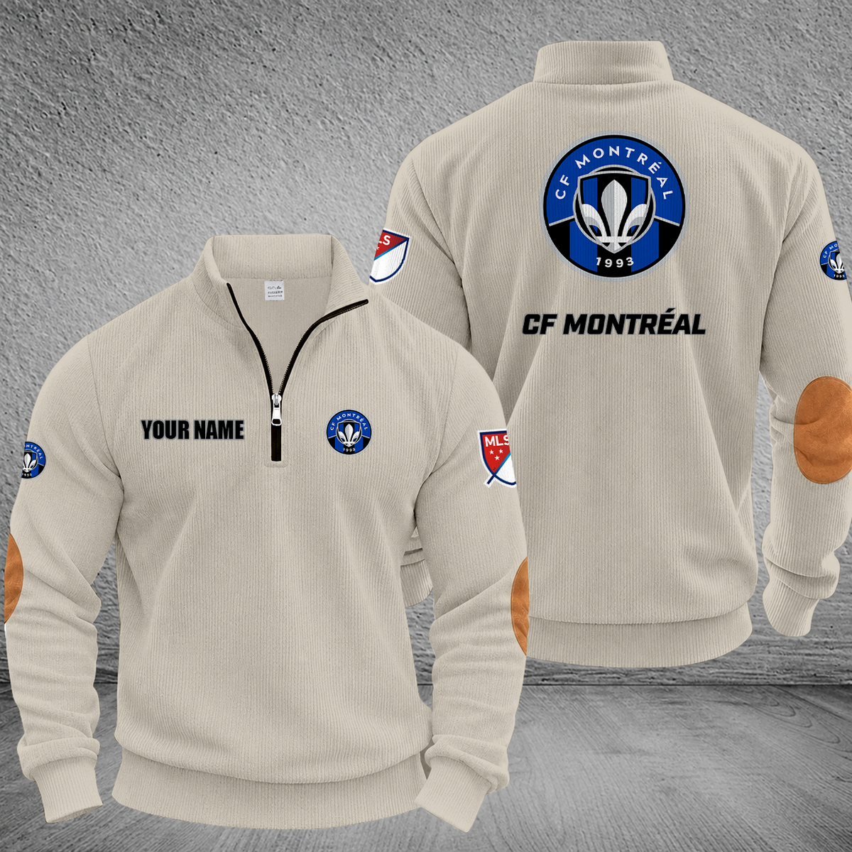 [FAN EXCLUSIVE] NEW CUSTOMIZED MLS15 CFM CF MONTRÉAL MULTICOLOR STRIPED QUATER ZIP SWEATSHIRT