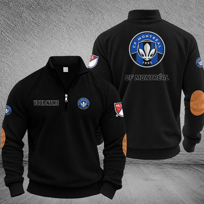 [FAN EXCLUSIVE] NEW CUSTOMIZED MLS15 CFM CF MONTRÉAL MULTICOLOR STRIPED QUATER ZIP SWEATSHIRT